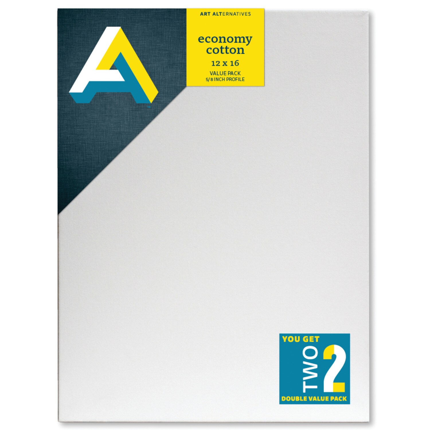 Art Alternatives Economy Cotton Stretched Canvas, 12" x 16", 2/Pkg.