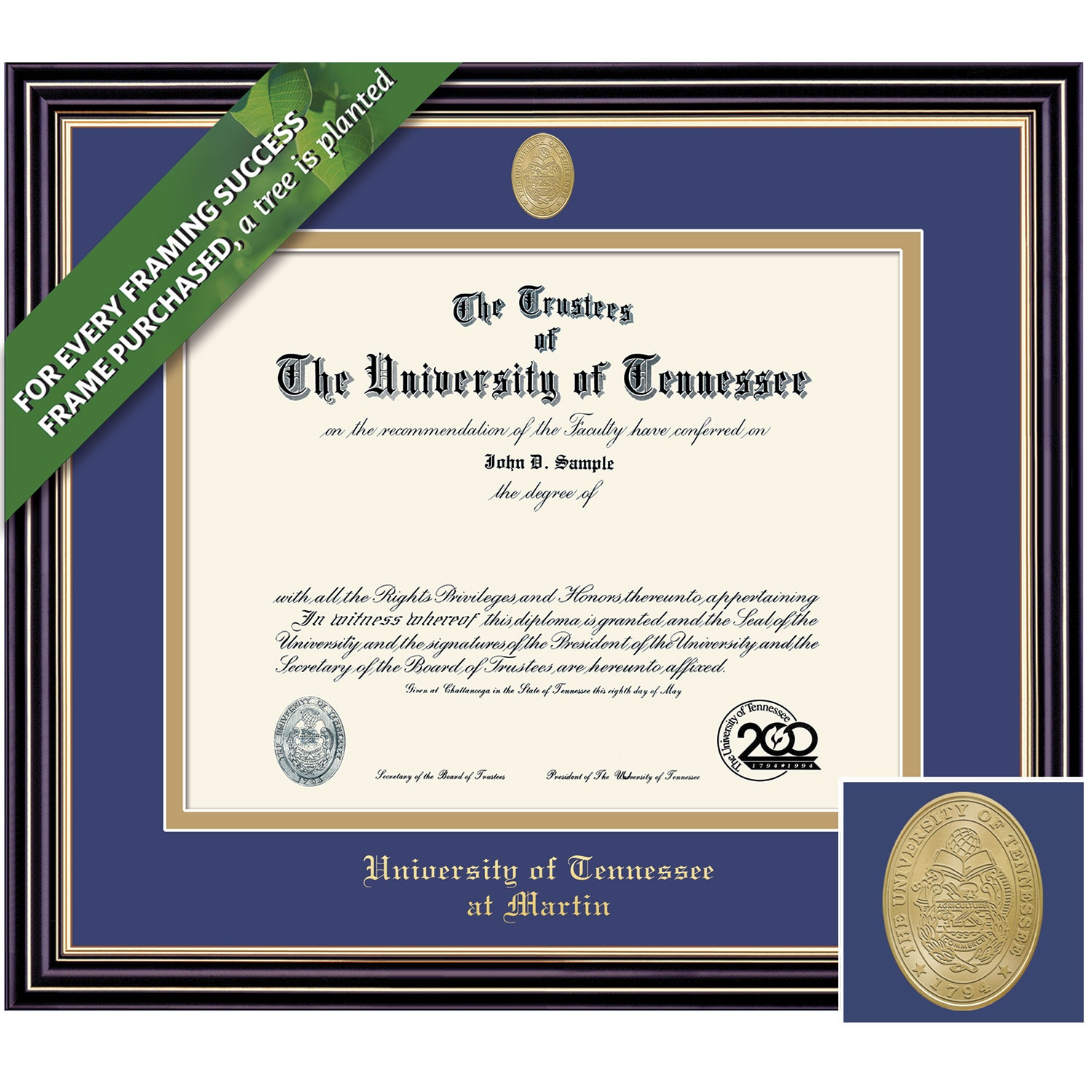 Framing Success 12 x 15 Prestige Gold Embossed School Seal Bachelors, Masters Diploma Frame