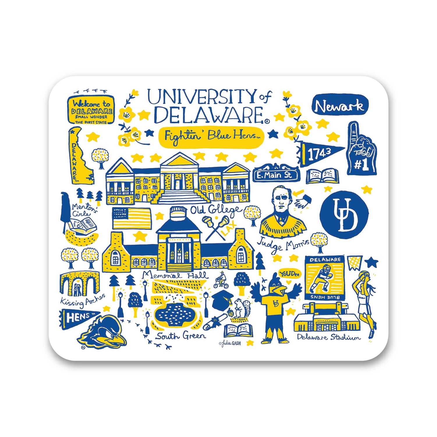 University of Delaware V2, White Mousepad, Julia Gash Cityscape