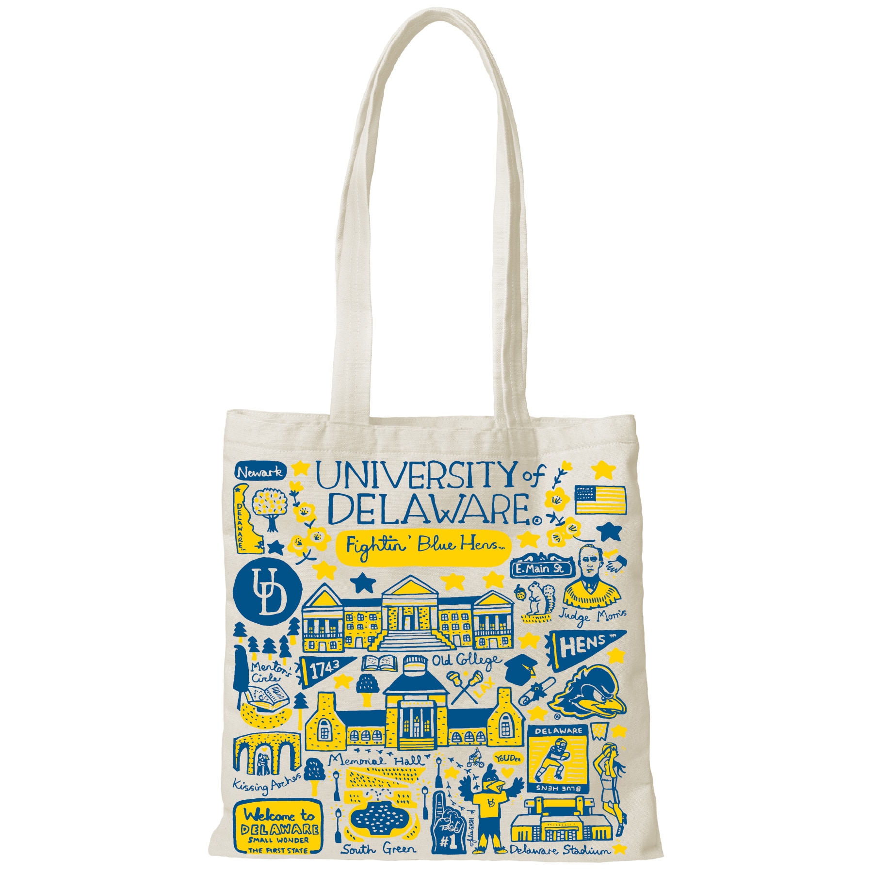 Delaware Blue Hens Julia Gash Tote canvas Backpacks and Bags
