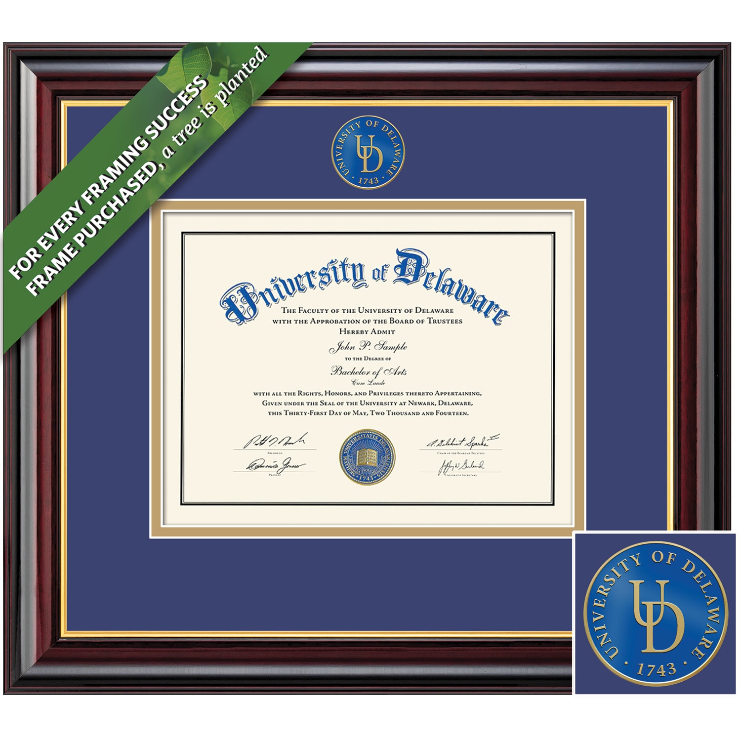 Framing Success 12 x 16 Windsor Color Enamel Custom Minted Medallion of School Seal Bachelors, Masters, Ph.D Diploma Frame