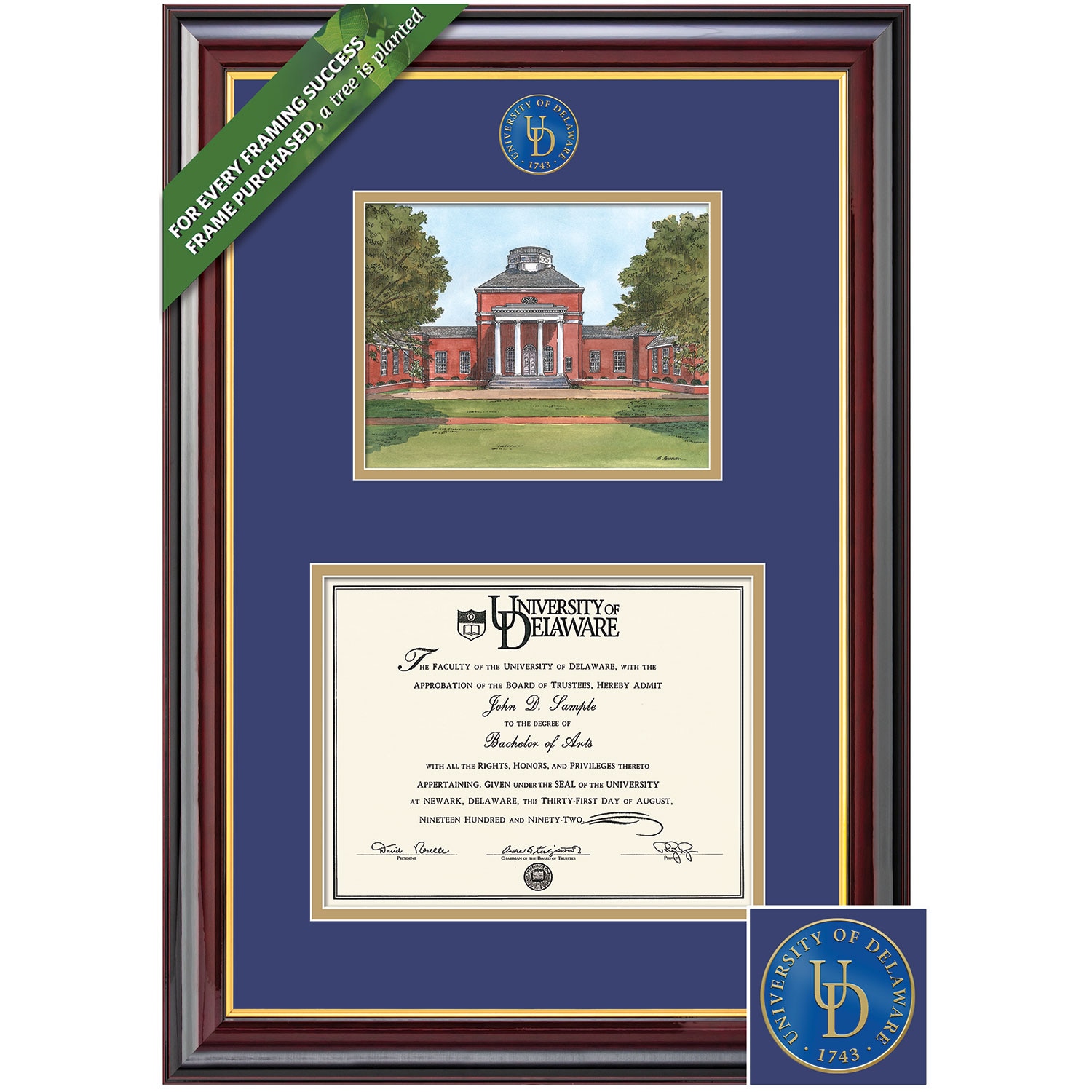Framing Success 12 x 16 Windsor Color Enamel Custom Minted Medallion of School Seal Bachelors, Masters, Ph.D Diploma/Litho Frame