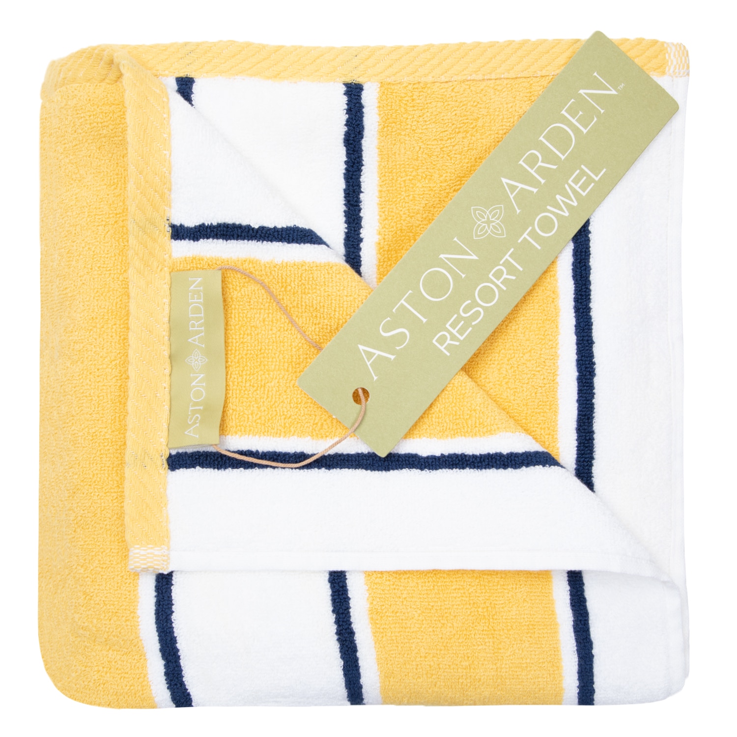 Aston & Arden Pin Stripe Resort Towel Yellow/Navy
