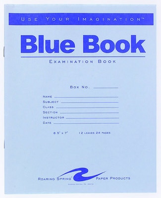 Roaring Spring Blue Exam Book 812 x 7 White 12 Sheets