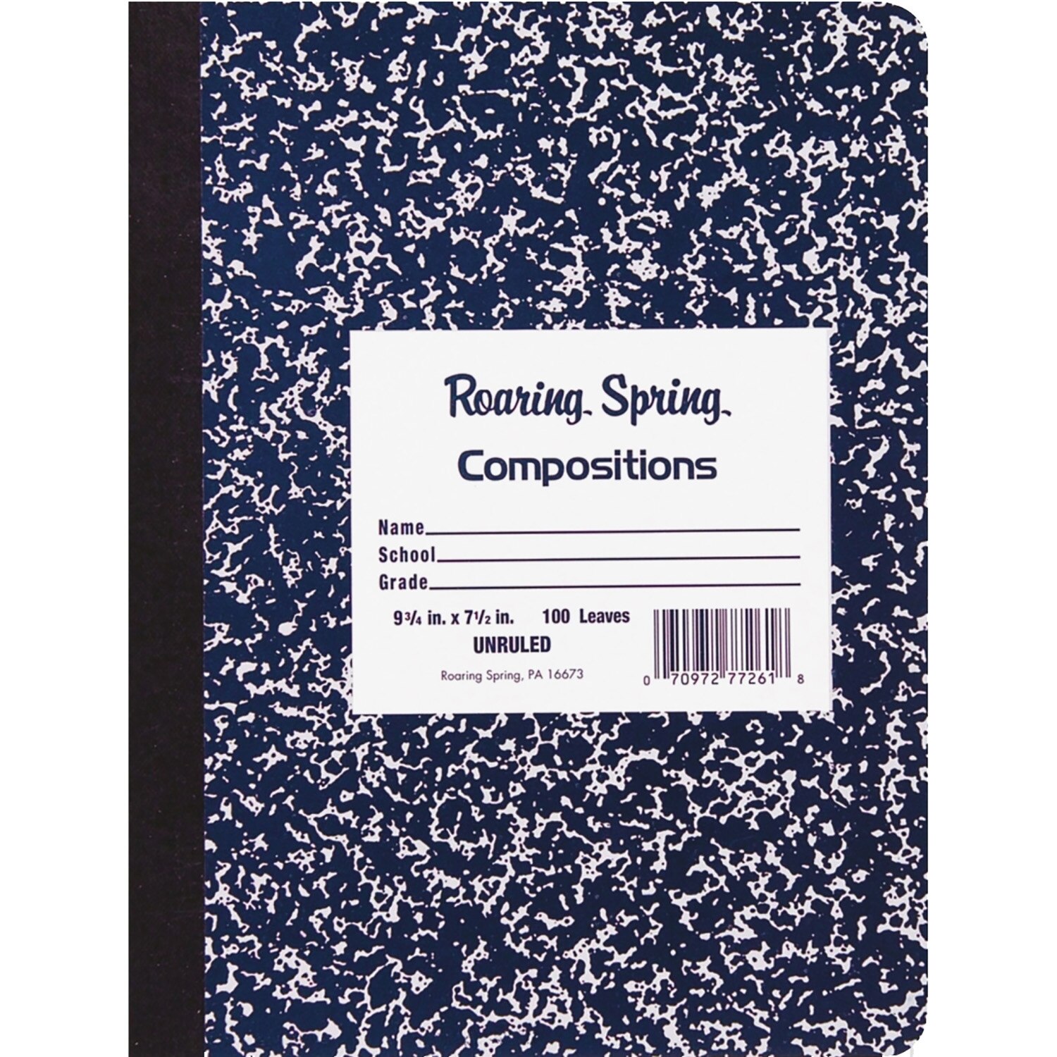 Roaring Spring Hard Cover Composition Book 9.75x7.5 5X5 Graph Ruled 100 Sheets
