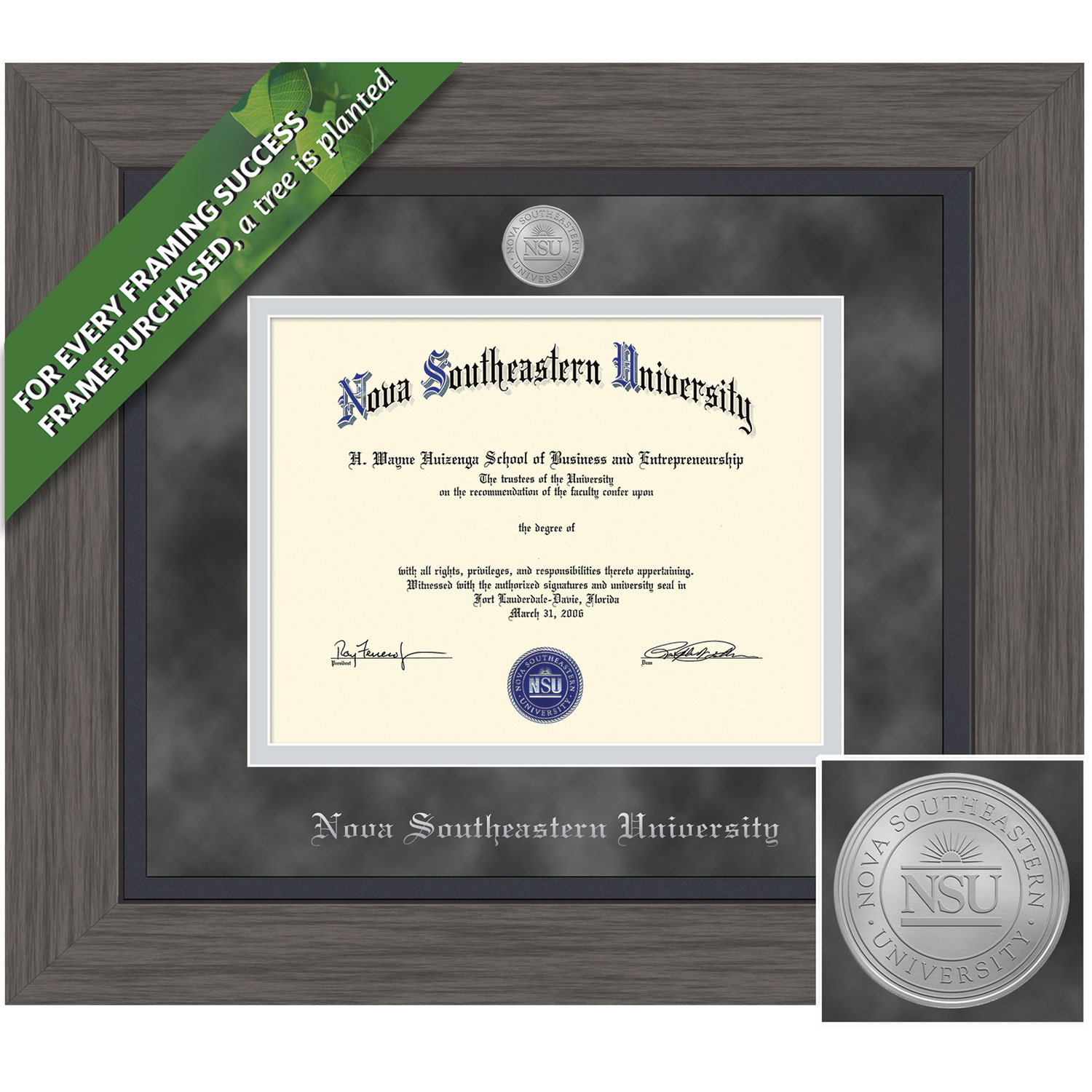 Framing Success 11 x 14 Greystone Silver Medallion Bachelors, Masters Diploma Frame
