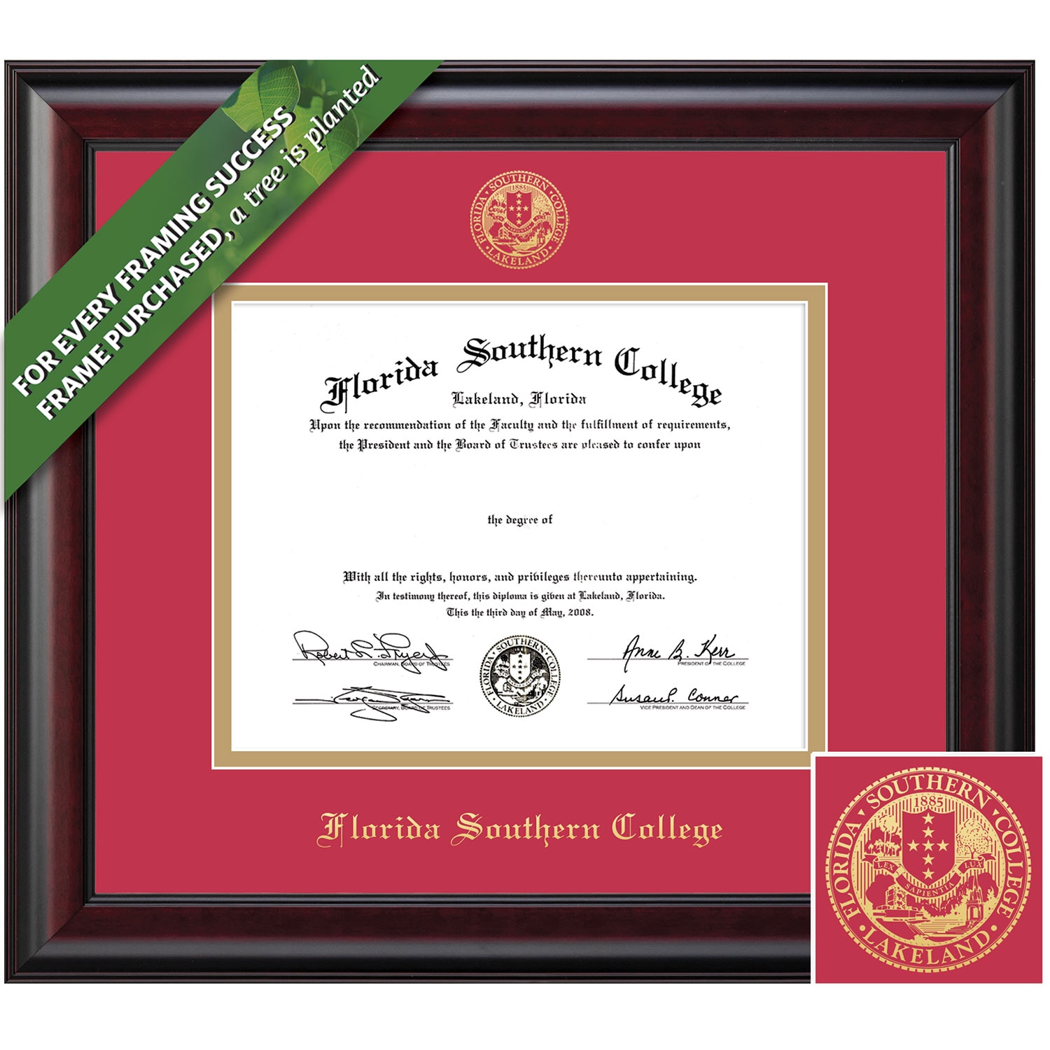 Framing Success 8.5 x 11 Classic Gold Embossed School Seal Bachelors, Masters Diploma Frame