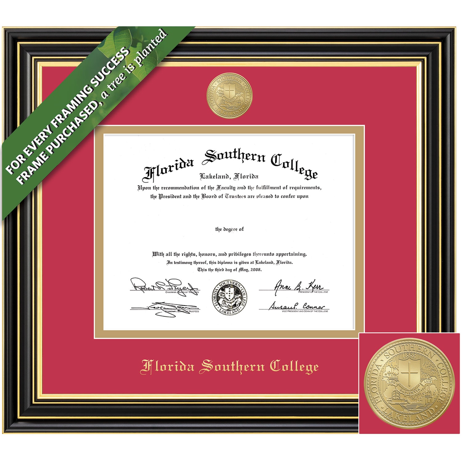 Framing Success 13 x 16 Prestige Gold Medallion Doctorate Diploma Frame