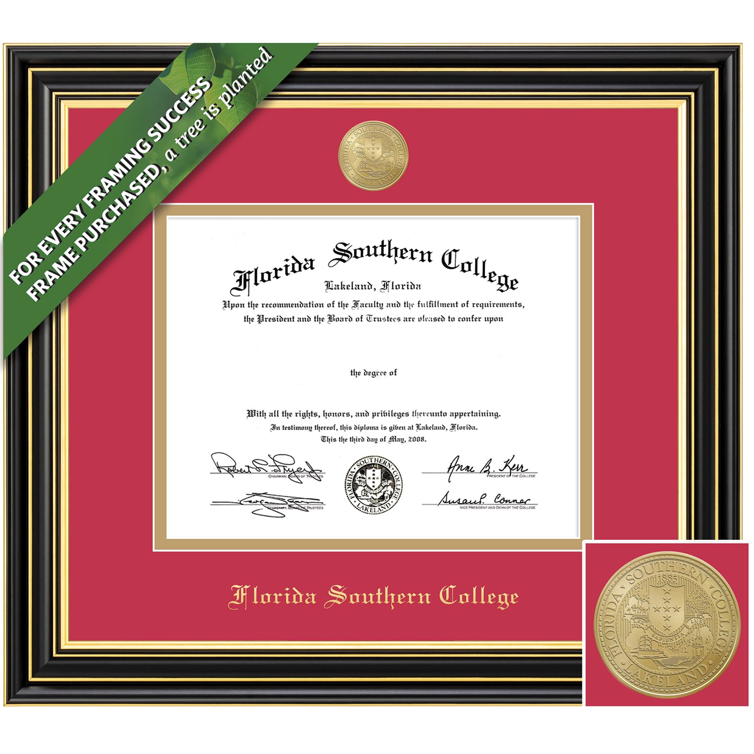 Framing Success 13 x 16 Prestige Gold Medallion Ph.D Diploma Frame