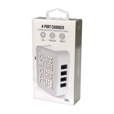 GEMS 4 PORT WALL CHARGER WHITE