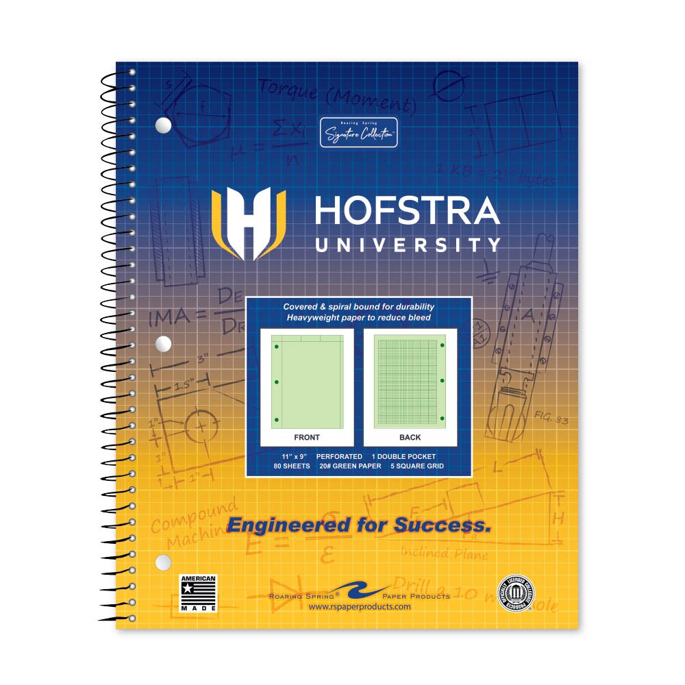 School Spirit Engineering Notebook, Green Tint 20# Paper with 1 Double Pocket