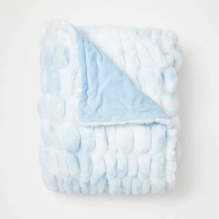 Image 1: Dormify Leah Ruched Tie Dye Faux Fur Throw Blanket