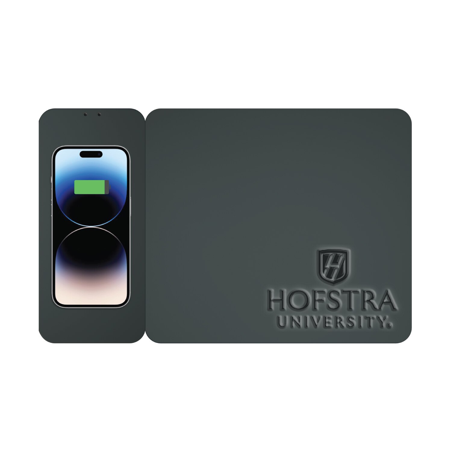 Hofstra University Leather Wireless Charging Mouse Pad, Black, Alumni V2