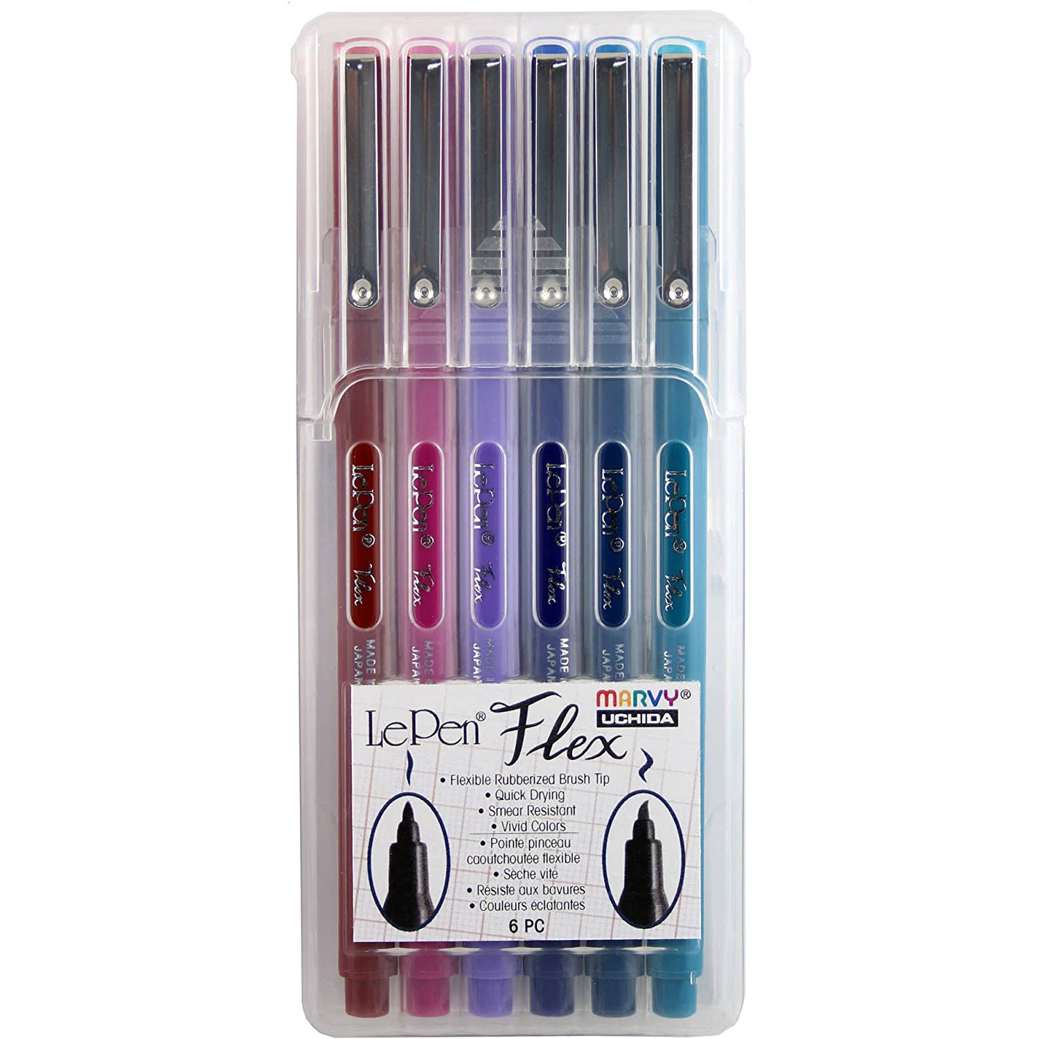 Le Pen Flex 6 Piece Set Jewel: Magenta, Amethyst, Navy, Oriental Blue, Burgundy, Teal