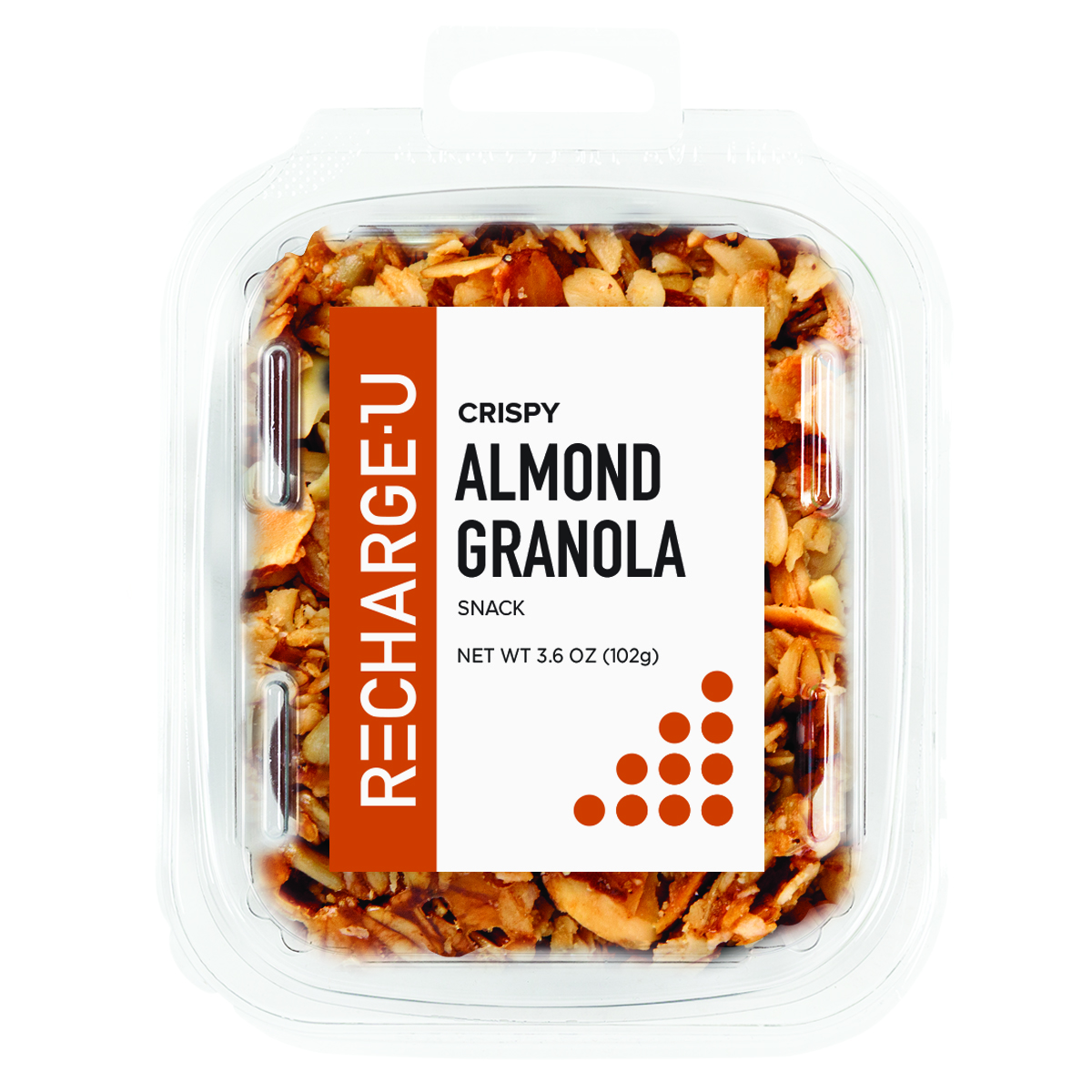 CRISPY ALMOND GRANOLA 3.6OZ TUB - RECHARGEU