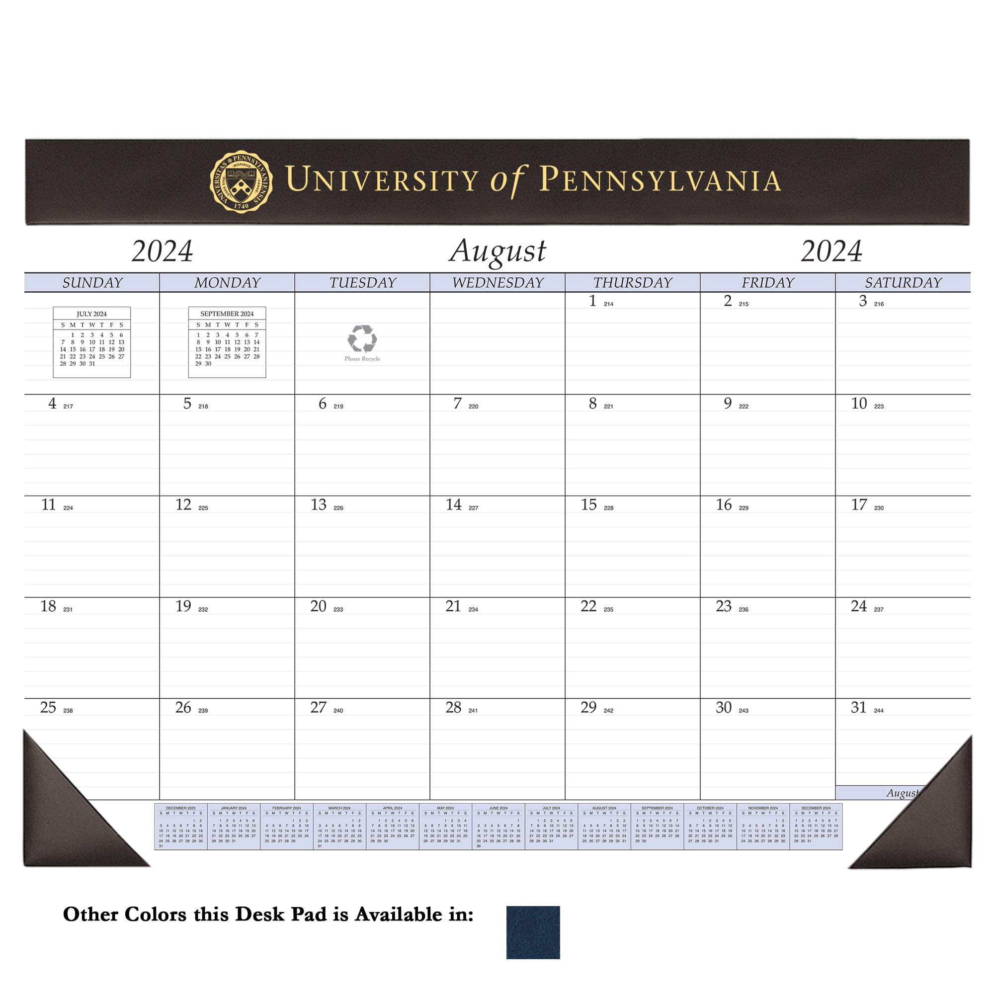 Payne 24-25 Imprinted Academic Desk Pad Calendar 17"x22"