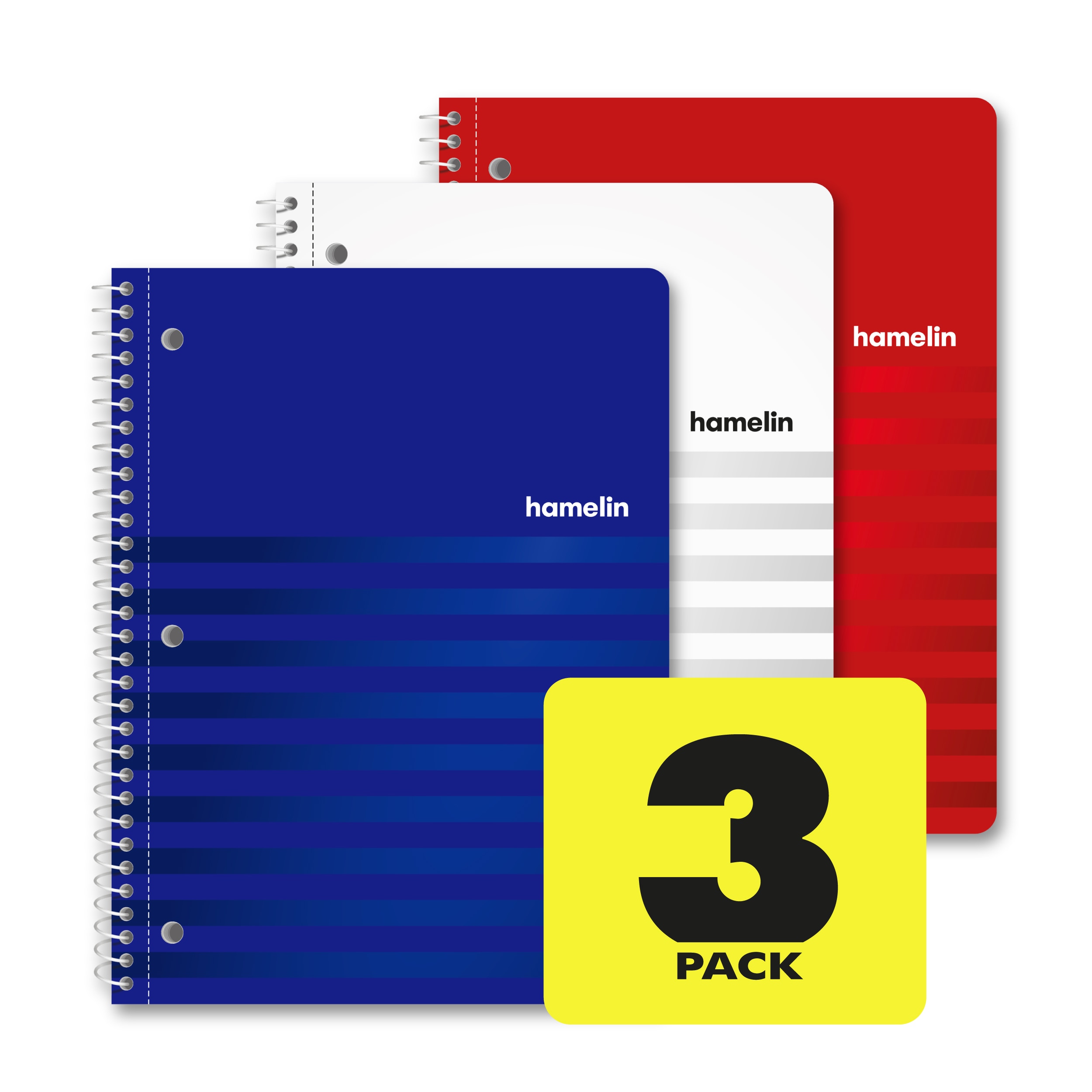 Hamelin 1 Subject College Ruled Notebook, 3Pack
