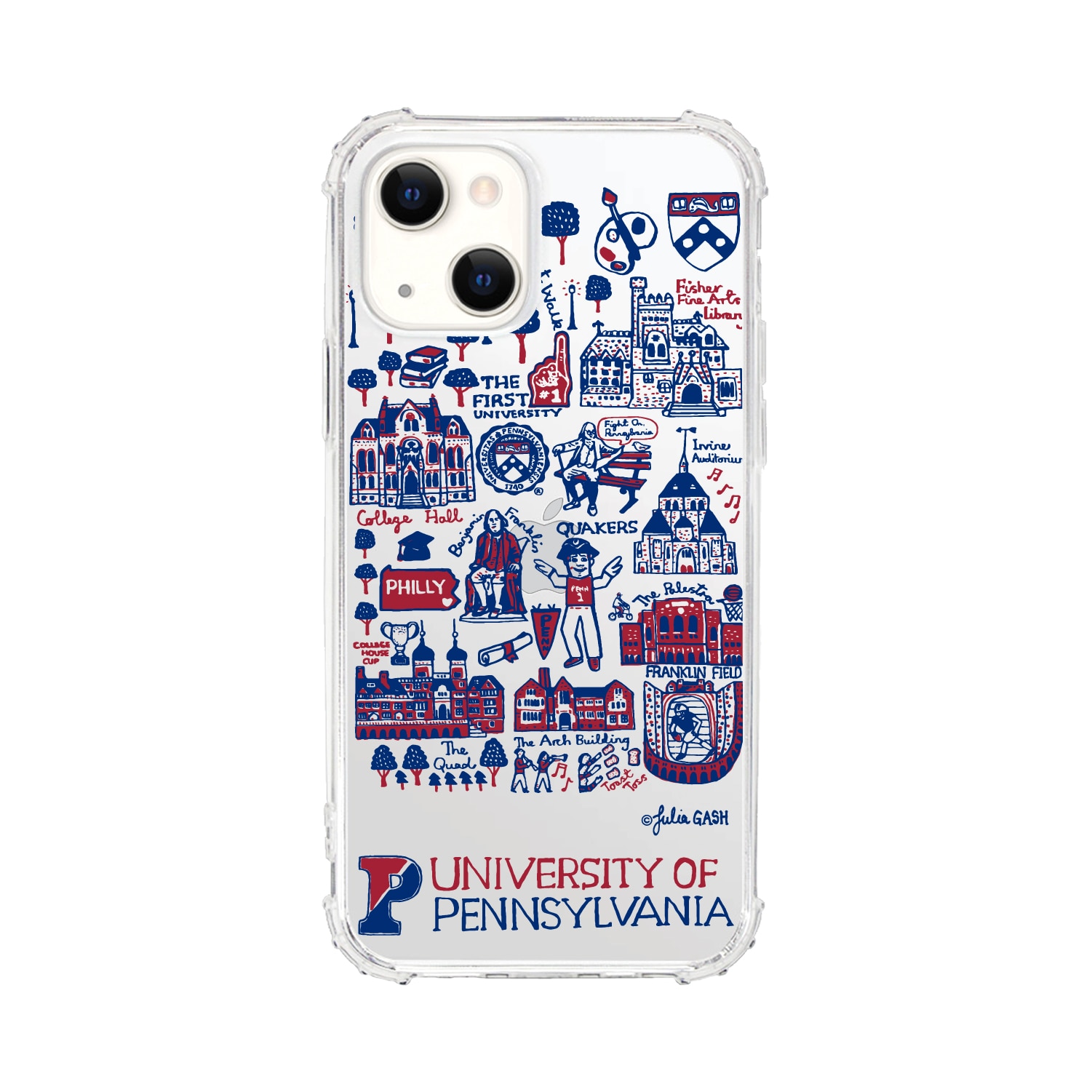 University of Pennsylvania- Clear Tough Edge Phone Case, Julia Gash - iPhone 15