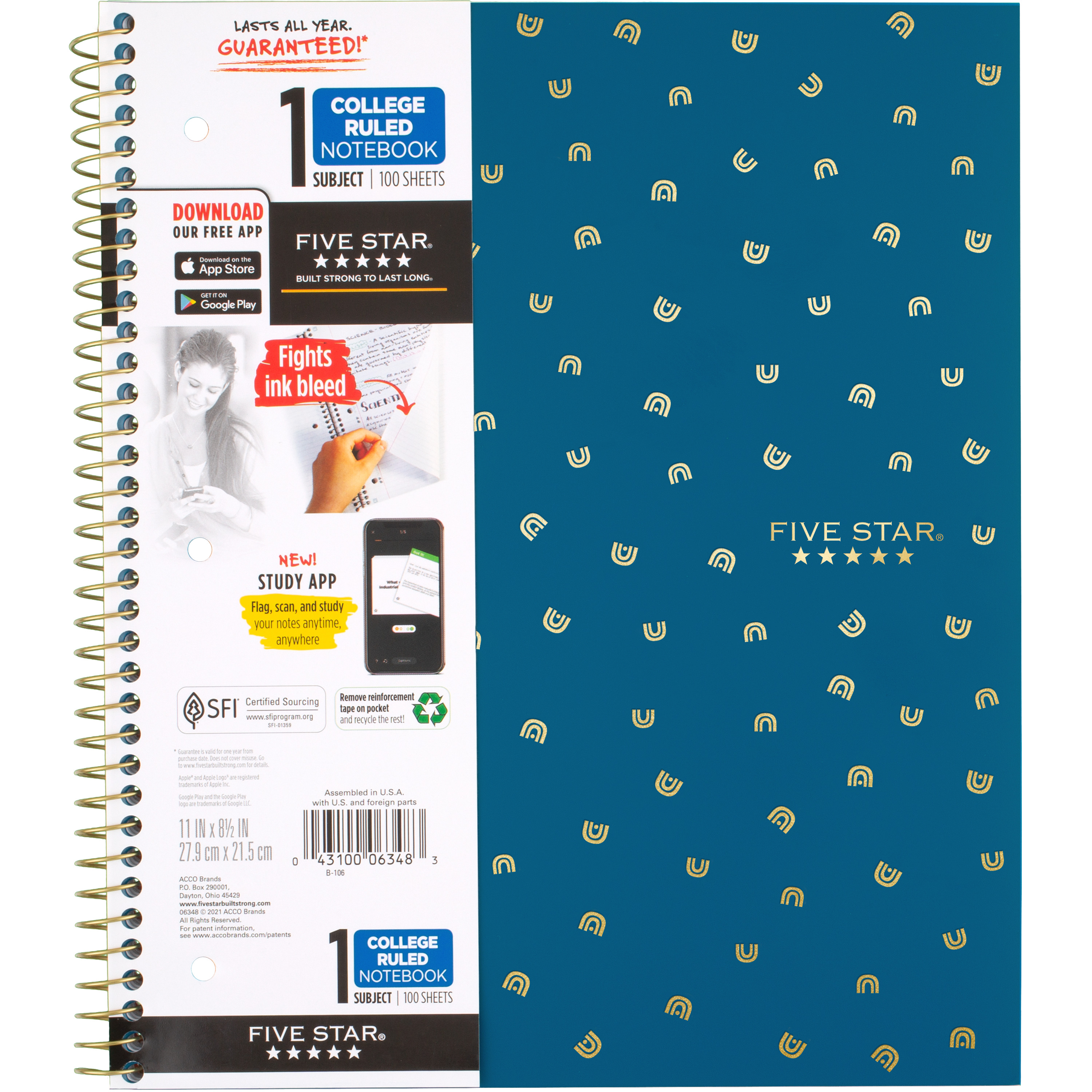 Five Star Spiral Notebook 1 Subject College Ruled Review