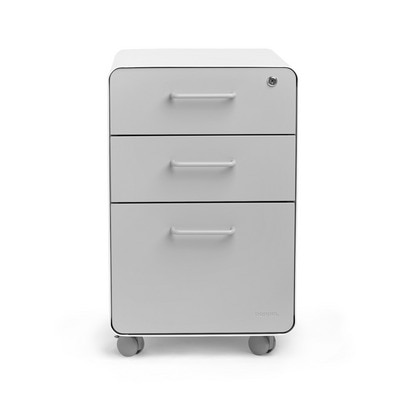 White + Light Gray Stow 3-Drawer File Cabinet, Rolling