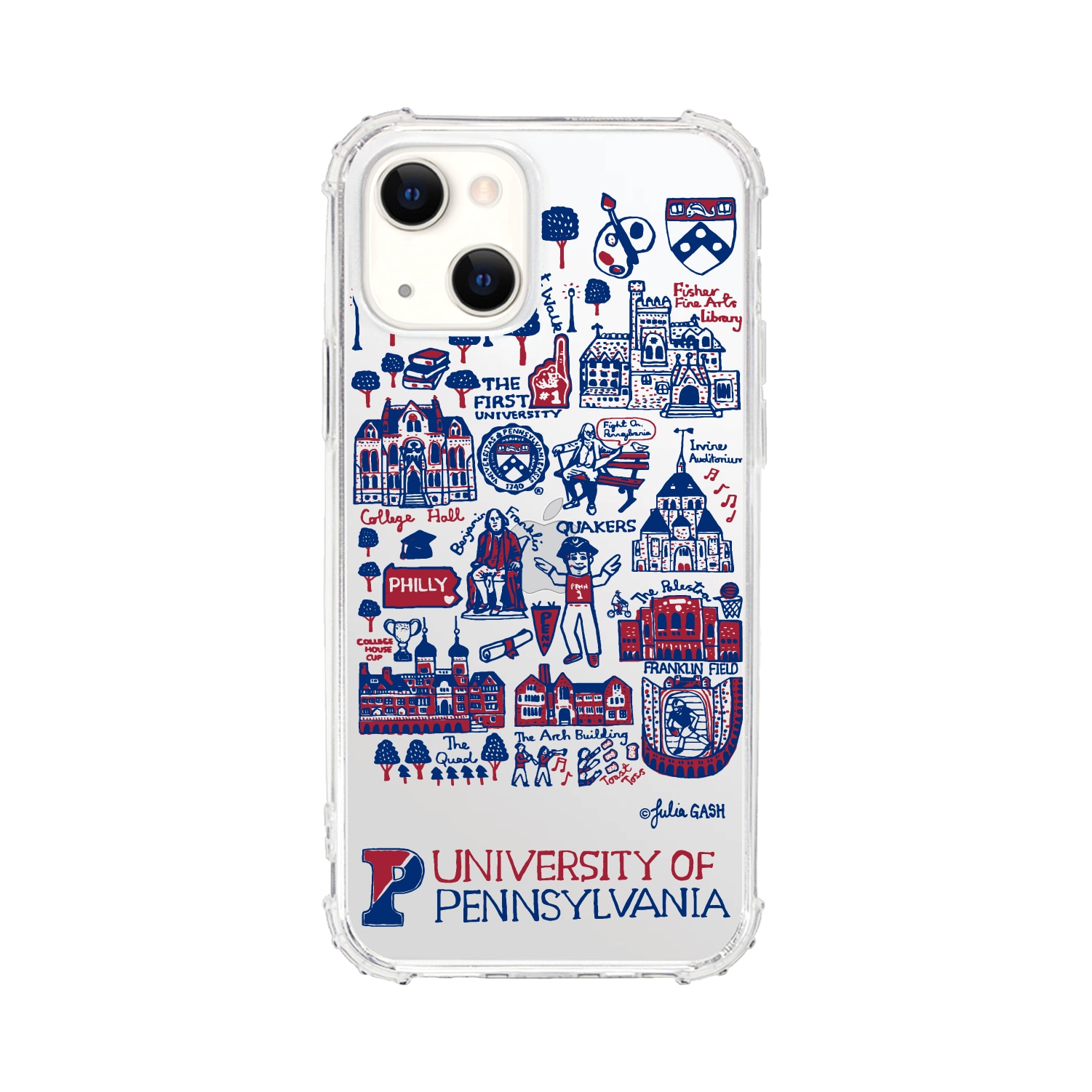 University of Pennsylvania, Tough Edge Phone Case, Julia Gash Cityscape - iPhone 14 Plus