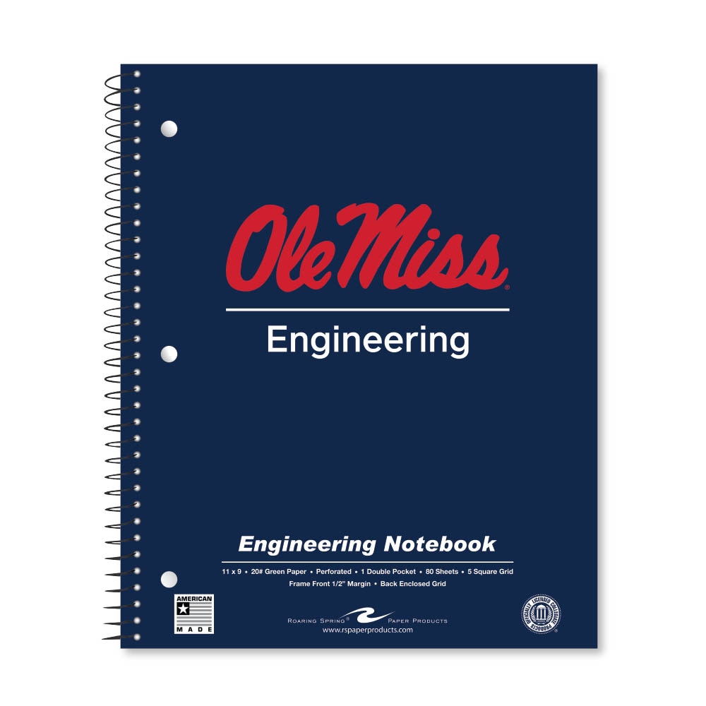 School Spirit Engineering Notebook, Green Tint 20# Paper with 1 Double Pocket