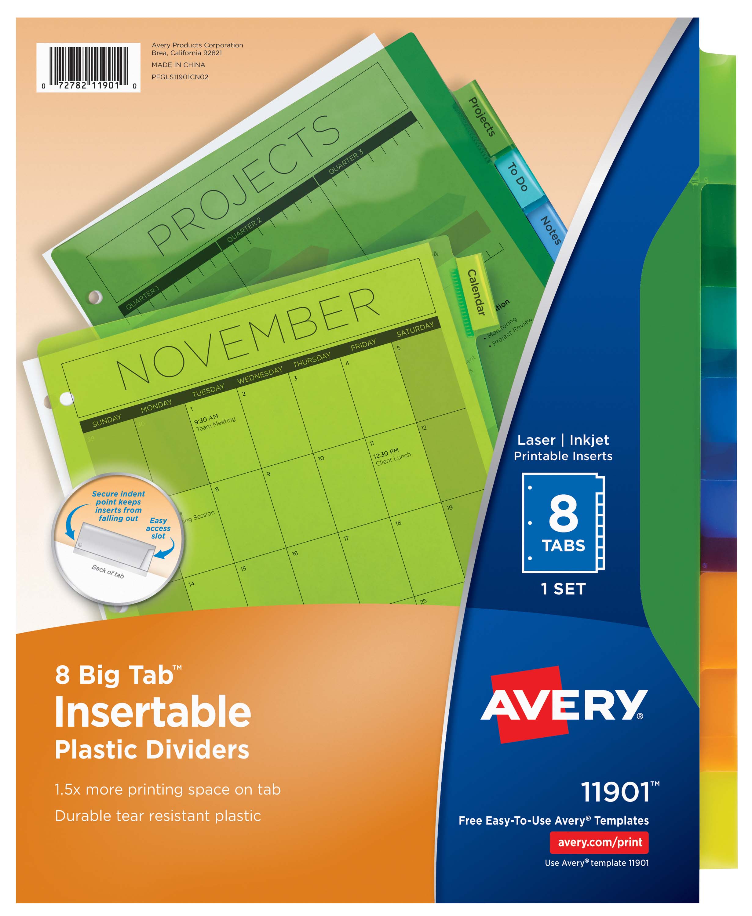 Avery Plastic Insert Dividers 8 Tabs