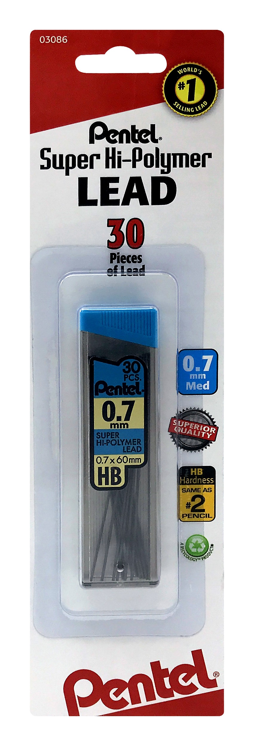 Pentel Super HiPolymer Lead 0.7mm HB 30 Pieces