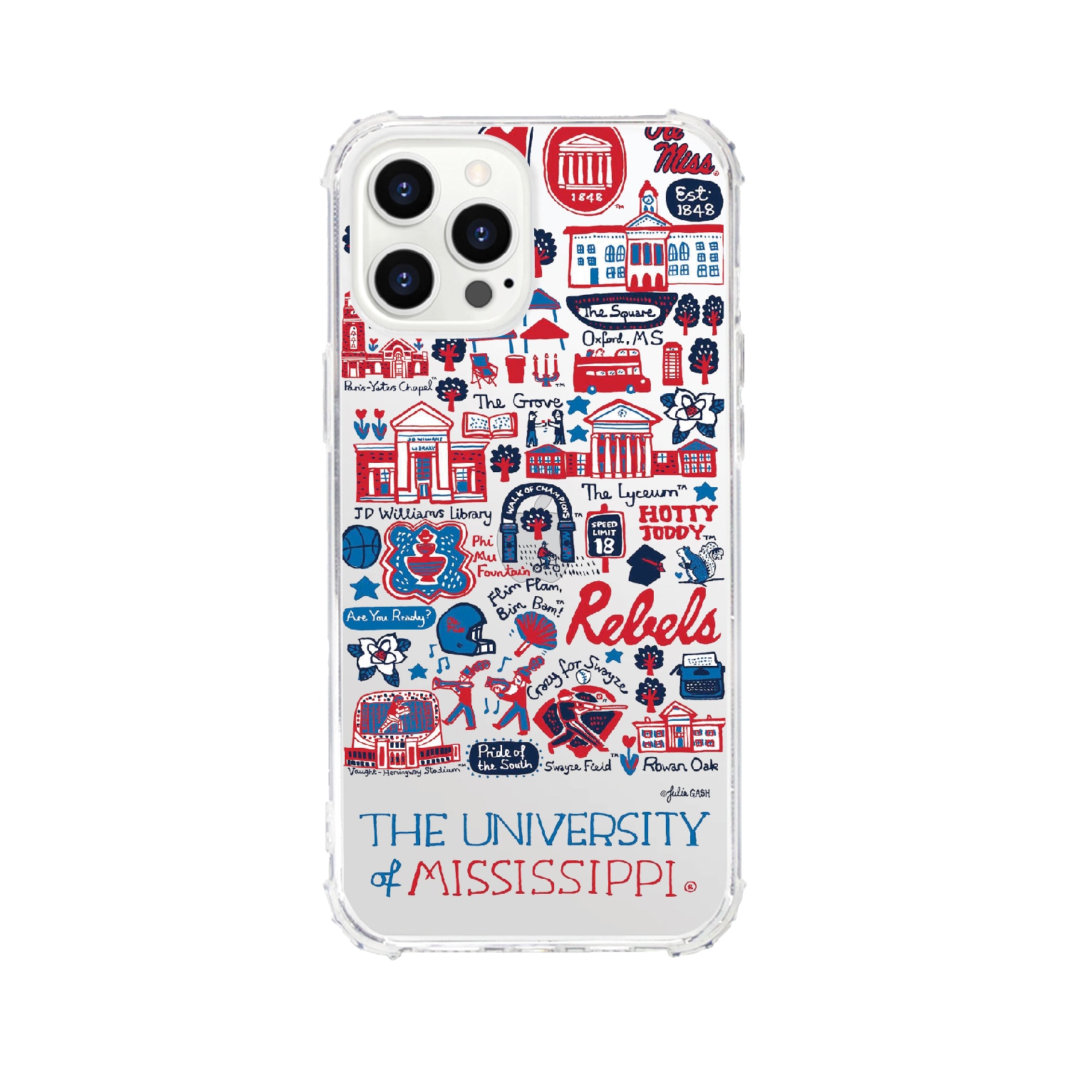 University of Mississippi- Clear Tough Edge Phone Case, Julia Gash - iPhone 15