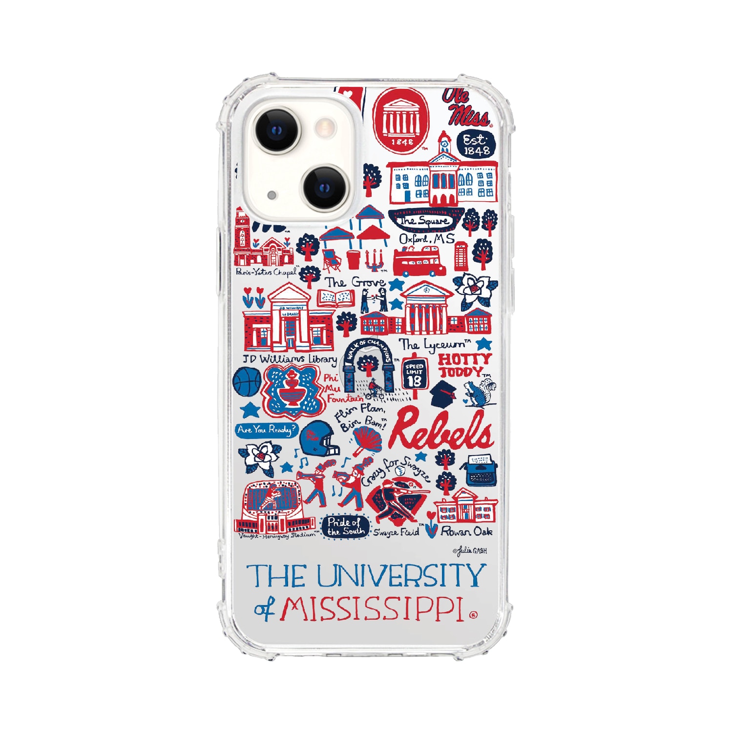 University of Mississippi- Clear Tough Edge Phone Case, Julia Gash - iPhone 15 Plus