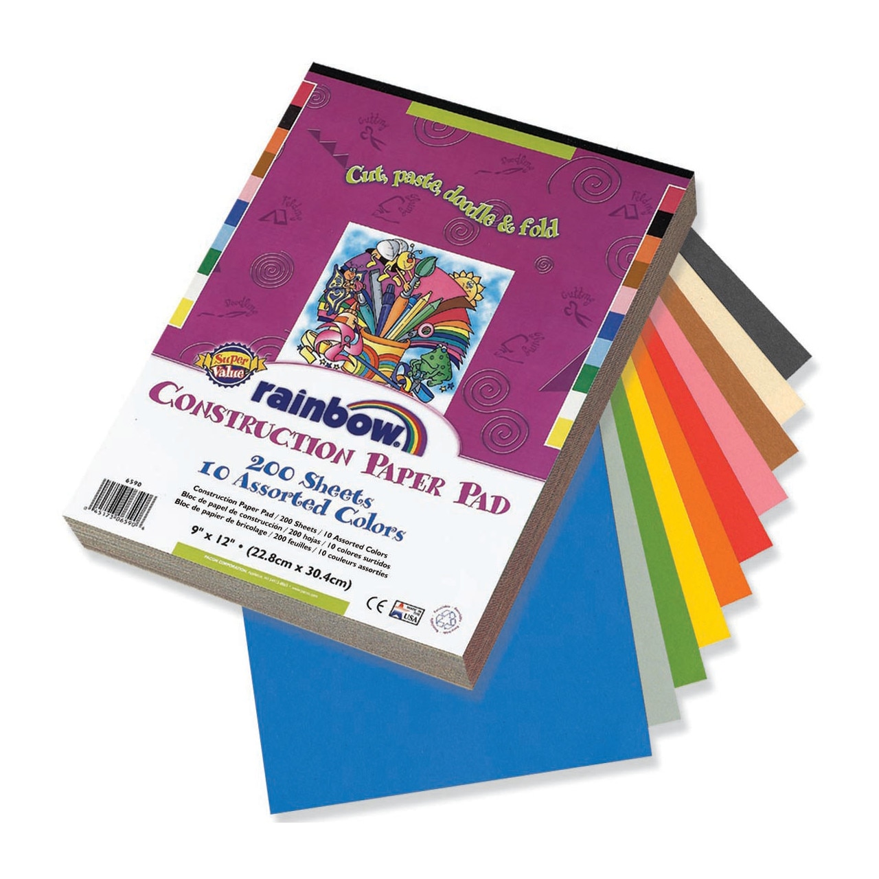 Pacon Construction Paper Pad, 9" x 12", 200 Sheets