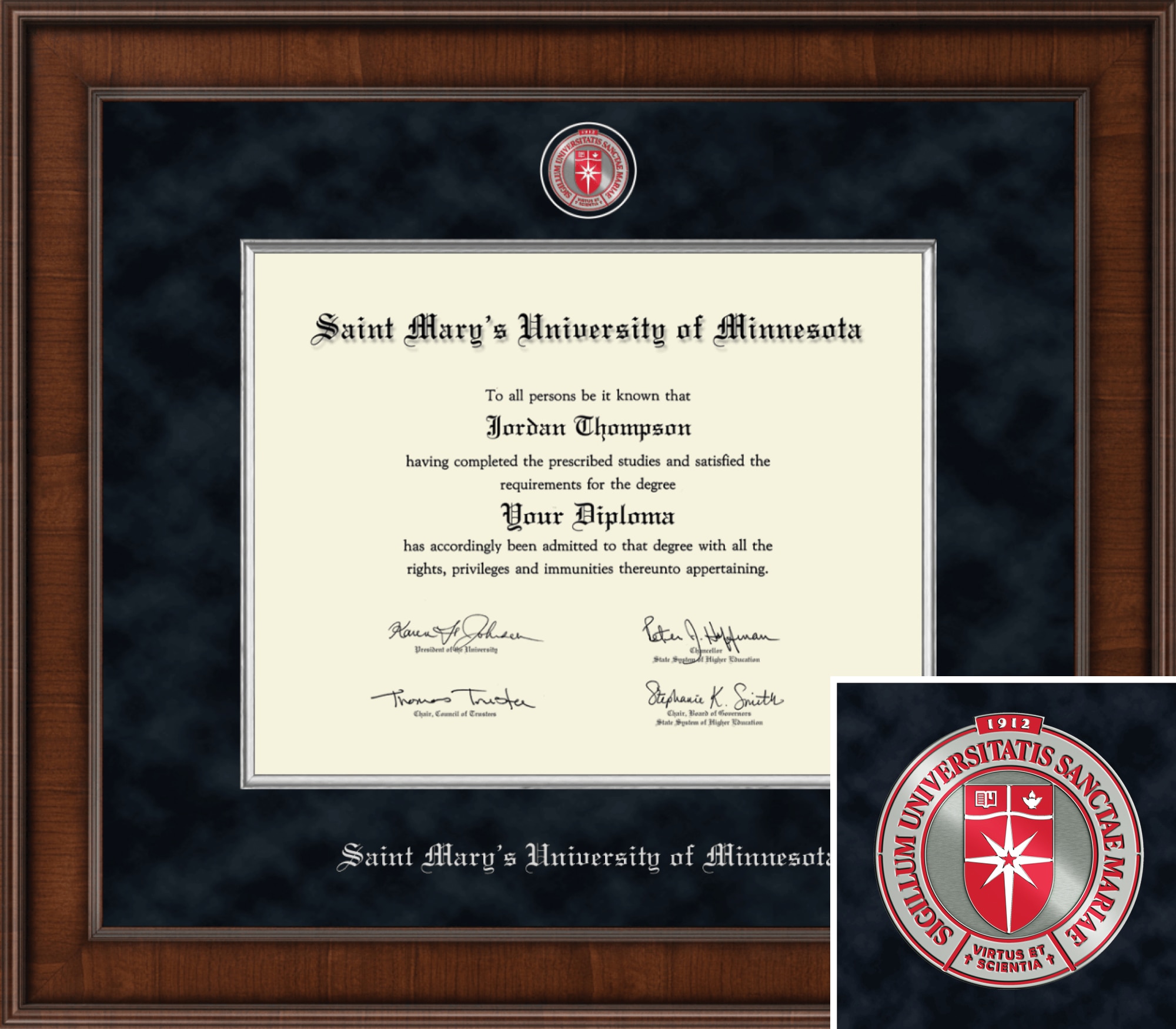 Church Hill Classics, 11x14, Presidential, Walnut, PhD, Diploma Frame