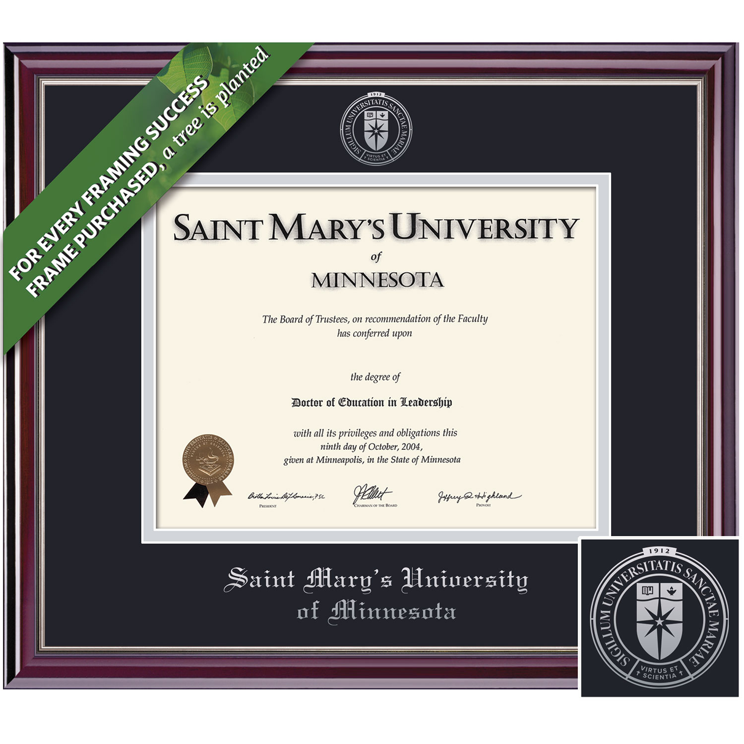 Framing Success 8.5 x 11 Jefferson Silver Embossed School Seal Bachelors, Masters, Doctorate Diploma Frame
