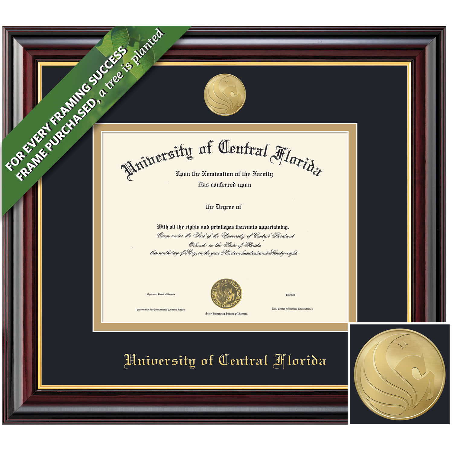 Framing Success 11 x 14 Windsor Gold Medallion Masters, Ph.D Diploma Frame