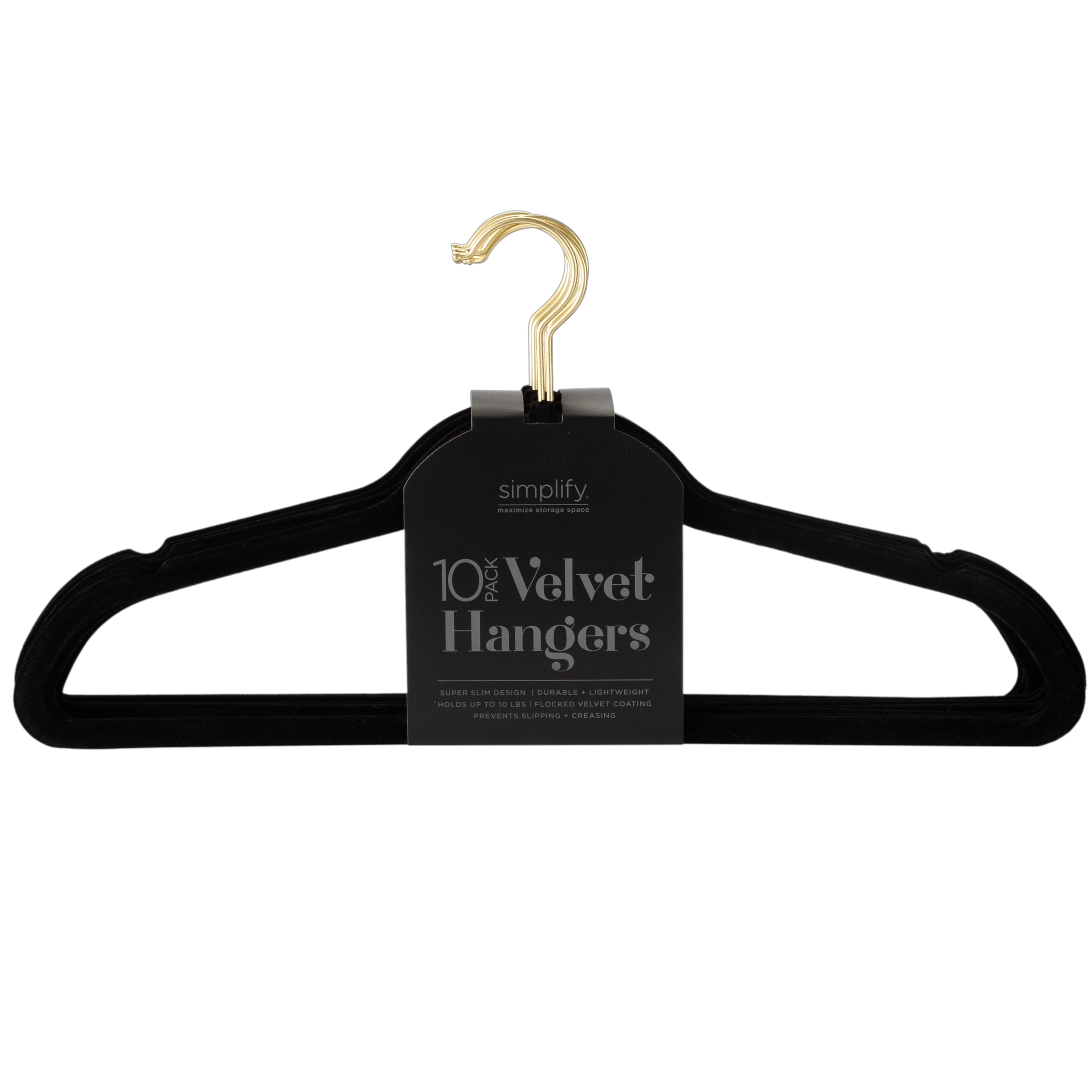 Simplify 10Pk Slim Velvet Hanger Gold Hook