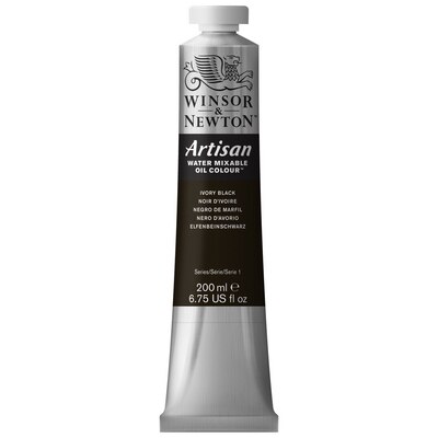 Winsor & Newton Artisan Water Mixable Oil Colours, 200ml Tube, Ivory Black