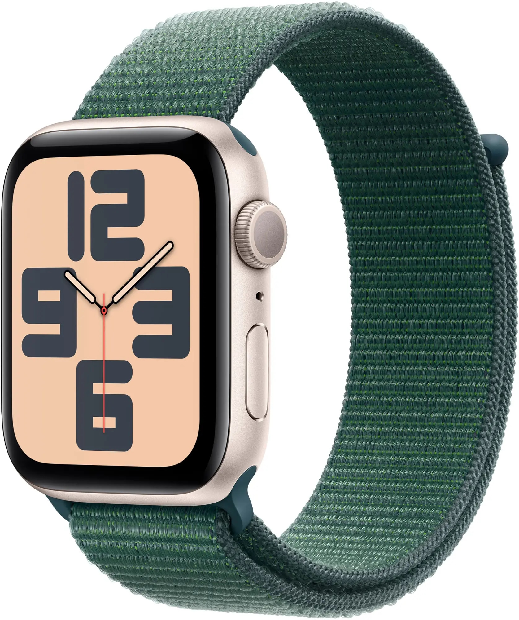 Apple Watch SE GPS 44mm Starlight Aluminum Case with Lake Green Sport Loop