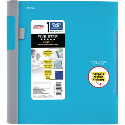 Five Star Advance Wirebound Notebook 1 Subject College Ruled 11 x 8 12 Assorted Colors