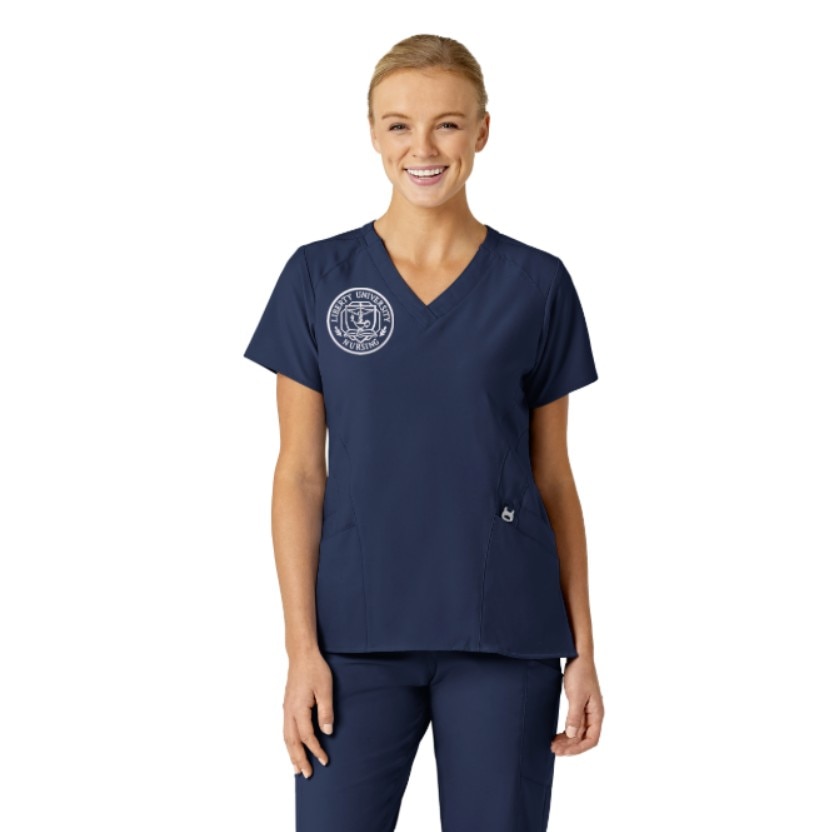 LIB12 Women's Stylized V-Neck Top Navy