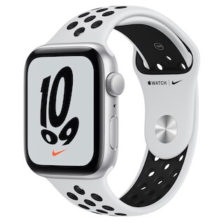 Apple Watch Nike SE GPS, 44mm Silver Aluminum Case with Pure Platinum/Black  Nike Sport Band - Regular