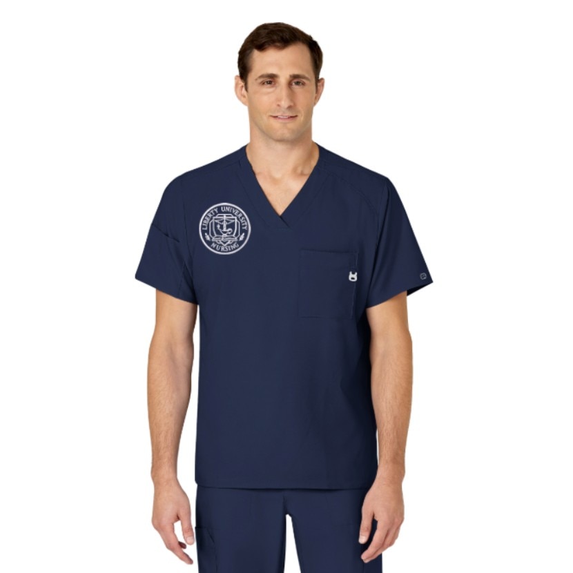 LIB12 Men's V-Neck Scrub Top Navy
