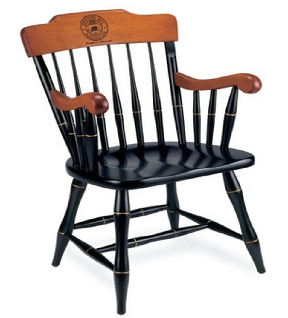 Captains Chair Laser Seal Black with Cherry Arms & Crown (Online Only)