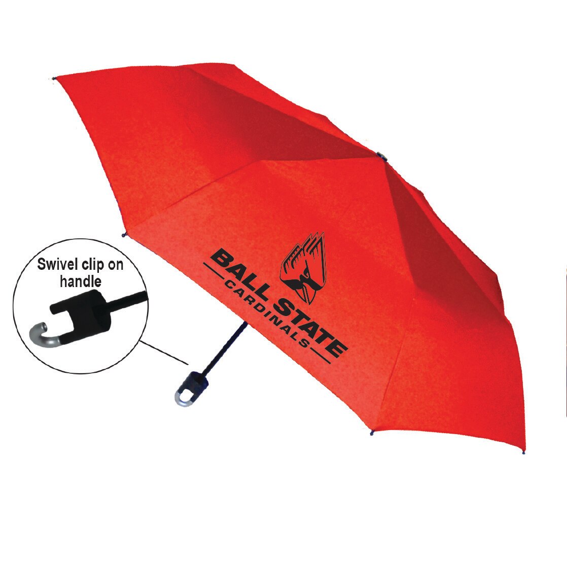 "Storm Clip" Mini Folding Emblematic Solid Umbrella 42" Coverage