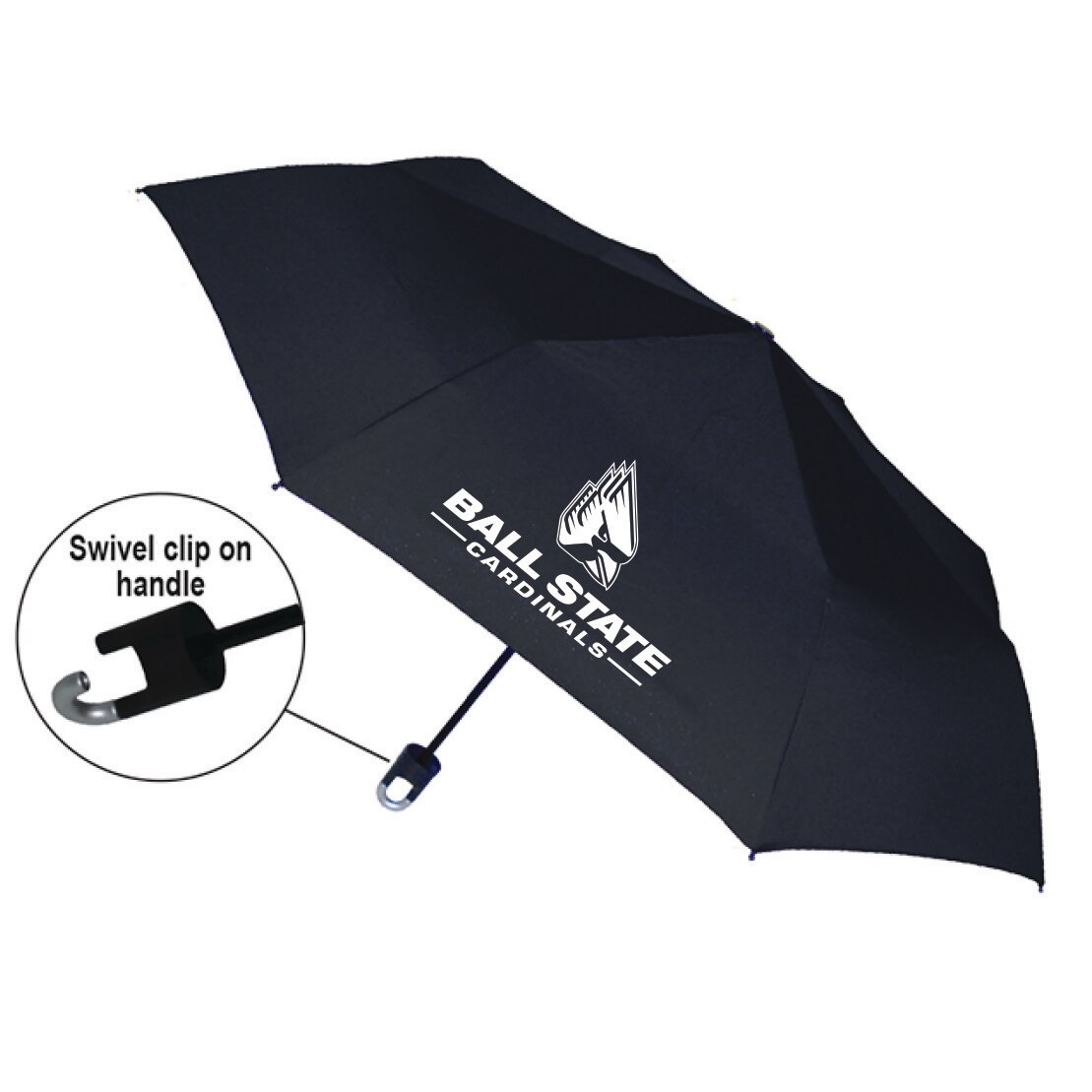 "Storm Clip" Mini Folding Emblematic Solid Umbrella 42" Coverage