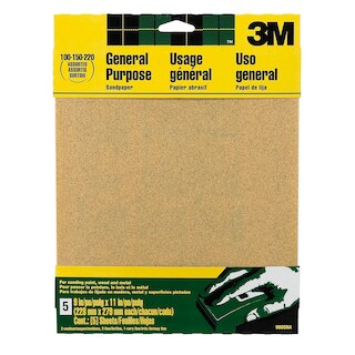 3M All-Purpose Sandpaper, 5 Assorted Sheets, 9