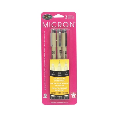 Sakura Pigma Micron Pens - Set of 3 Black Fine Sizes