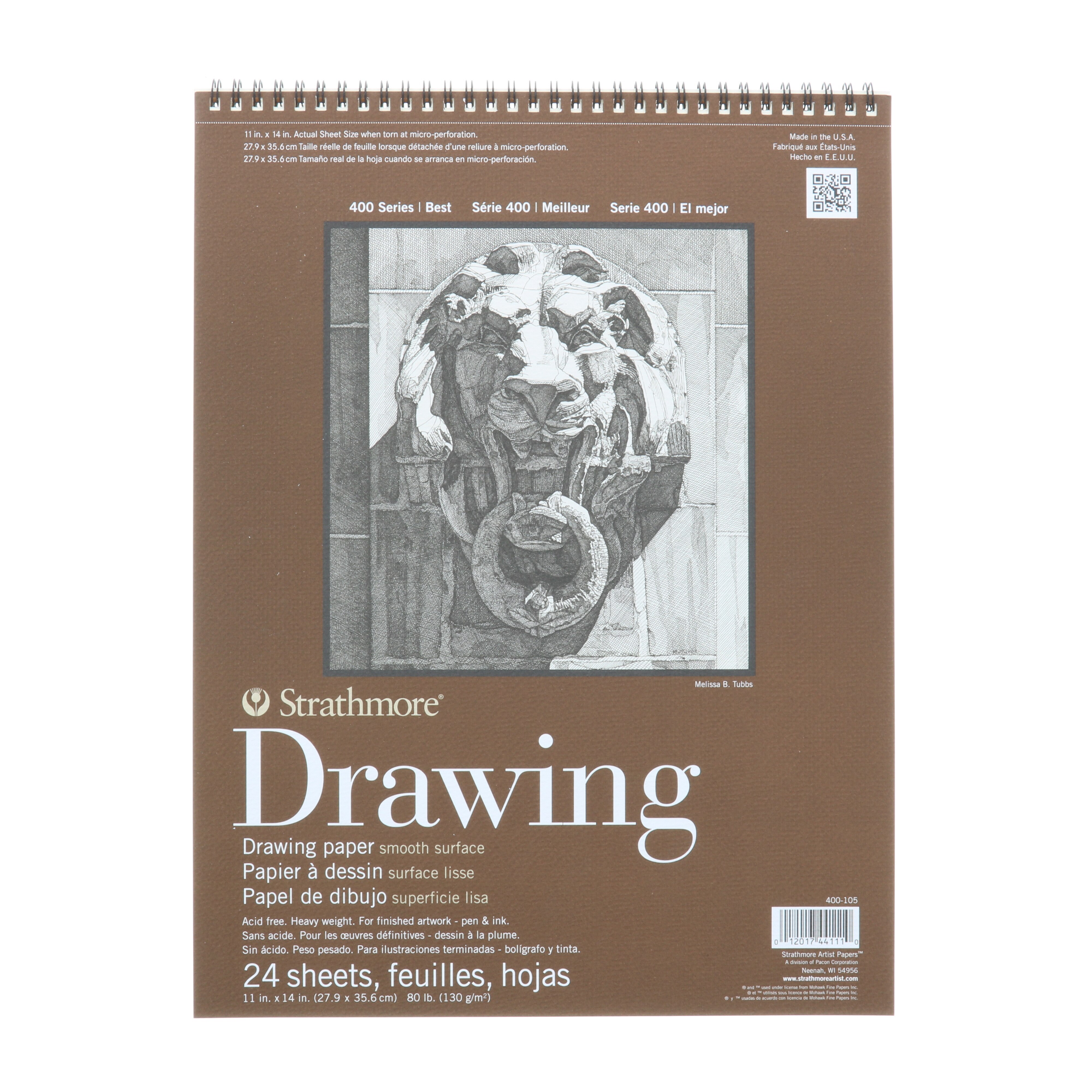 Strathmore Drawing Paper Pad, 400 Series, Smooth Surface, 11" x 14""