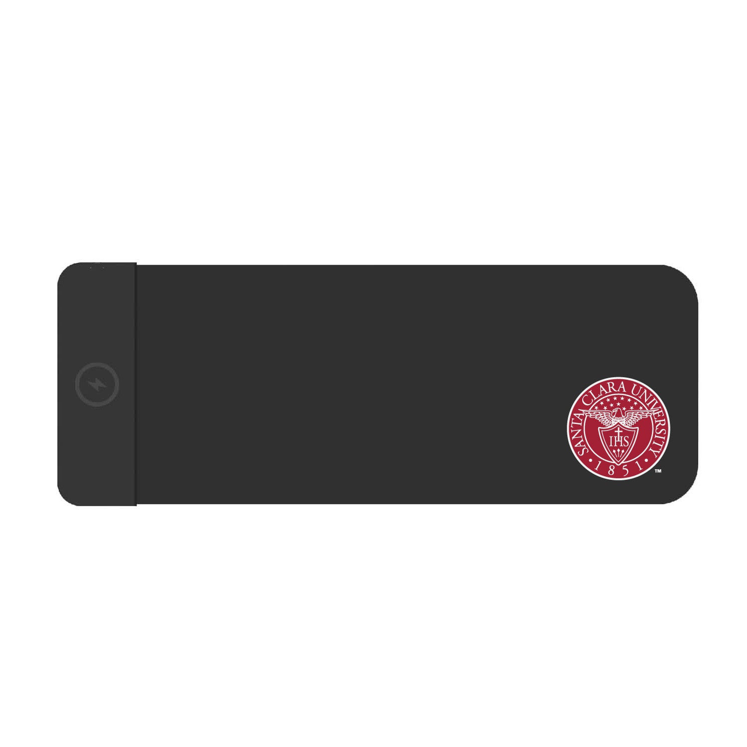 Santa Clara University Cloth Wireless Charging Desk Mat, Black, Classic V1