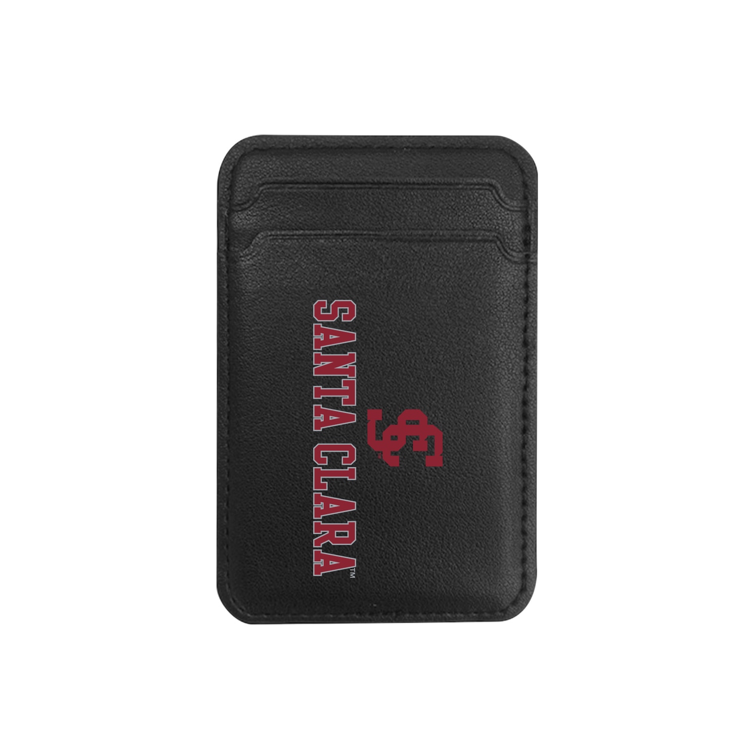Santa Clara University V2 - Leather Wallet Sleeve (Top Load, Mag Safe), Black, Classic V1