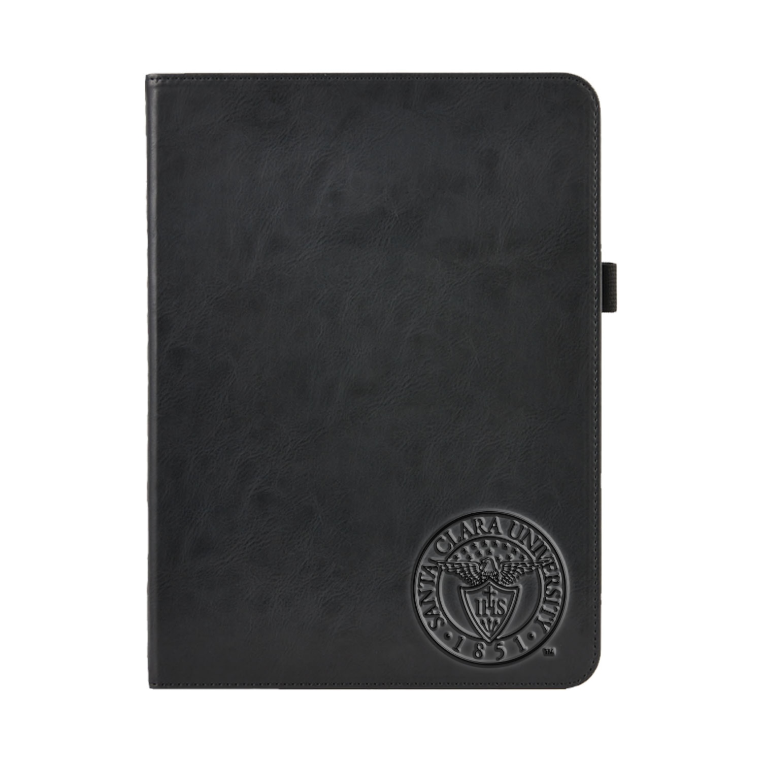 Santa Clara University V2 Black Leather Folio Tablet Case, Alumni V2 - iPad (9th gen)